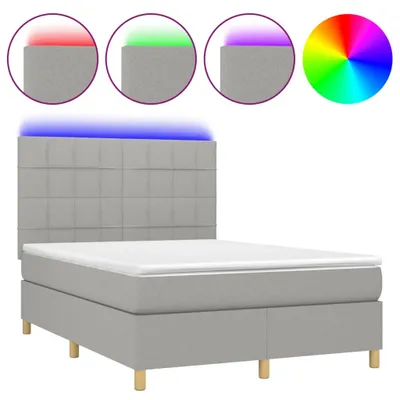 Obrázek produktu pro vidaXL Boxspring postel s matrací a LED světle šedá 140x200 cm látka