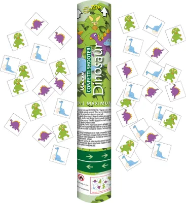 Image de Confetti Shooter Dinosaure - Set de 3 - 30 cm - Portée jusqu'à 8 mètres - Pour l'intérieur & l'extérieur - Multicolore