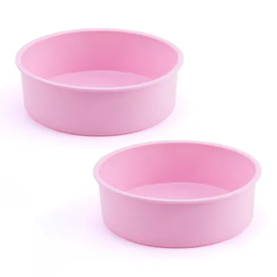Produktbild von Runde Brotform aus Silikon, 20,3 cm, Kuchenform, runde Backform, 2er-Set, Antihaft-Backform, wiederverwendbar, lebensmittelecht, BPA-frei,Rosa