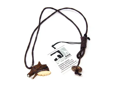 Produktbild von Kette Wolfskopf, Holzanhänger Ketten Modeschmuck Wolf Wölfe Tier Tiere