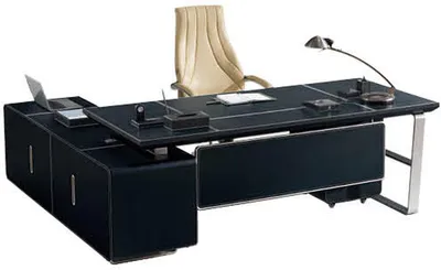 Produktbild von Eckschreibtisch aus MDF mit Edelstahl in modernem Design