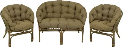 Immagine prodotto di AMPO Cuscino imbottito per gruppo in rattan Set di mobili in rattan Bahama sedia + panca in rattan