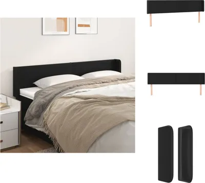 Produktbild von vidaXL Kopfteil mit Ohren Schwarz 163x16x78/88 cm Kunstleder -  Kopf- & Fußenden