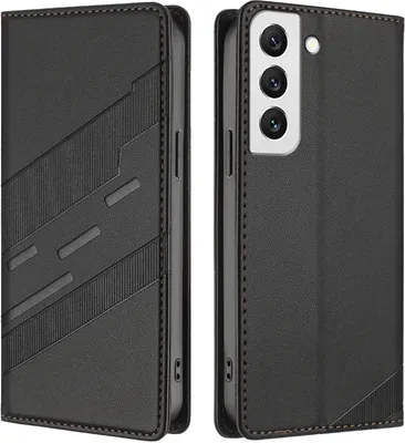 Image de Etui pour Samsung Galaxy S22 5G, étui en cuirPolyuréthaneavec fente pour cartes et fonction stand Schwarz