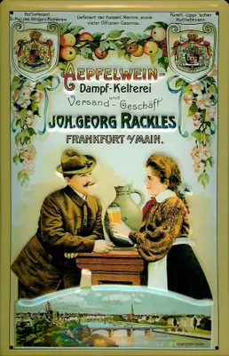 Produktbild von Blechschild Apfelwein Dampf Kelterei Rackles Frankfurt Äppelwoi Schild Werbeschild