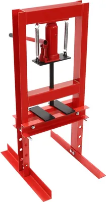 Obrázek produktu pro Hydraulický dílenský lis - 6 t - Zdvih 125 mm - Pracovní rozsah 0-28 cm - Výškově nastavitelný - Ruční - Uhlíková ocel - S lisovacími deskami - Červený