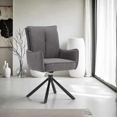 Obrázok produktu pre Homestyle4u čalúnená jedálenská stolička jedálenská stolička otočná antracitová látka 2841
