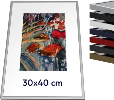 Immagine prodotto di Cornice in metallo di qualità 30x40 cm, colore nero per immagini, poster, portafoto, puzzle. La cornice è dotata di plexiglass antiriflesso e cerniere variabili