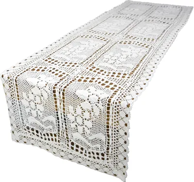 Produktbild von Laufband-Dekorationsstreifen, weiß, gehäkelt, 40/140 cm, für Couchtisch, Kommode