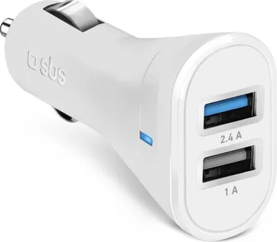 Image de SBS TECR2USB24AWFAST chargeur d'appareils mobiles Smartphone, Tablette Blanc Allume-cigare Charge rapide Auto