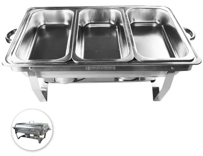 Productafbeelding van Herzberg Cooking Herzberg Hg-8022-3: Professionele chafing dish - 3-delig, voedselpan voor 1/3 deel