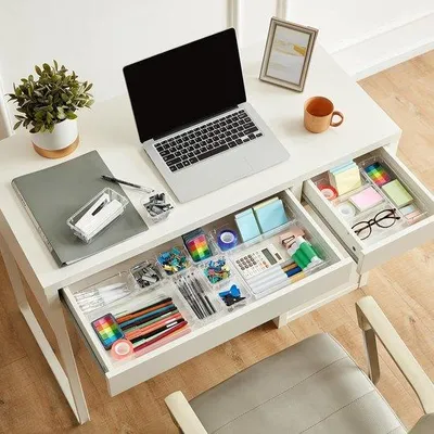 Immagine prodotto di Set di contenitori trasparenti per l'ufficio: cassettiere per trucchi e gioielli, 25 pezzi