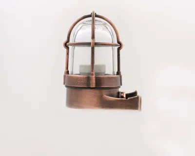 Produktbild von Außenlampe Wand Messing massiv Glas H: 16,5 cm IP64 in Kupfer antik E27 Maritim Außenwandlampe