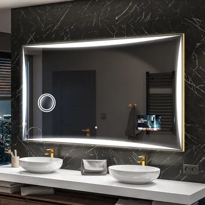 Produktbild von Artforma Badspiegel SMART 110x80 cm - mit LED Beleuchtung - LED Farbe Kaltweiß 7000K - Individuell Nach Maß - Beleuchtet Wandspiegel Lichtspiegel Badezimmerspiegel | Lichtschalter: Touch Schalter |SLED077