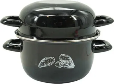 Obrázok produktu pre Smaltovaný hrniec na mušle, 20,5 x 26 x 17,5 cm, všetky typy sporákov okrem indukčných, Fackelmann, čierny, 3 litre