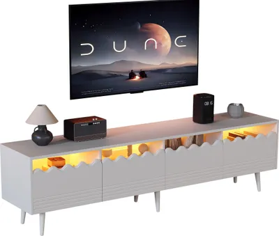 Immagine prodotto di Mobile TV con illuminazione LED - Mobile TV con 2 ante e 2 cassetti - Bianco - 176 cm