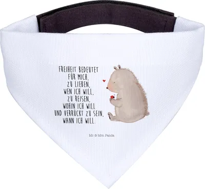 Produktbild von Mr. & Mrs. Panda Halstuch Hund Bär Marienkäfer - Weiß - Geschenk, Liebe, Freiheit, Hunde-Halstuch, Bandana für Hunde, Motivation, Teddy, Hundehalstuch