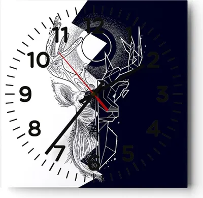 Produktbild von Wanduhr - Quadrat - Glasuhr - Abstraktion modern - 40x40cm - Schleichendes Uhrwerk - Lautlos - zum Aufhängen bereit - Dekoration Modern - Wanddekoration aus Glas - C4AC40x40-4059
