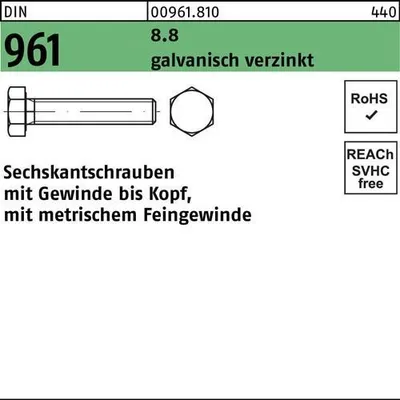 Produktbild von Reyher  Sechskantschrauben DIN 961 8.8 M 12x1,5x80 vz (50 Stück)