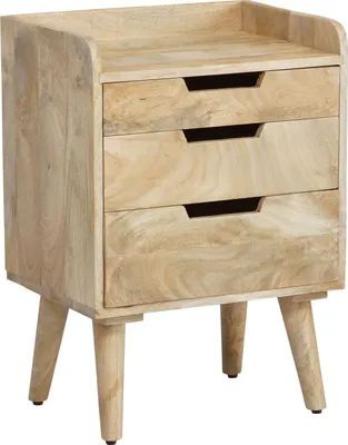 Produktbild von Nachttisch Mango Massivholz 3 Schubladen Hellbraun 45x33x63 cm