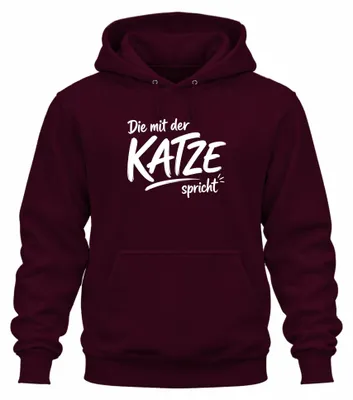 Imagen del producto de Sudadera con capucha, diseño "La que habla con los gatos", frase divertida, sarcástica, color burdeos, talla L