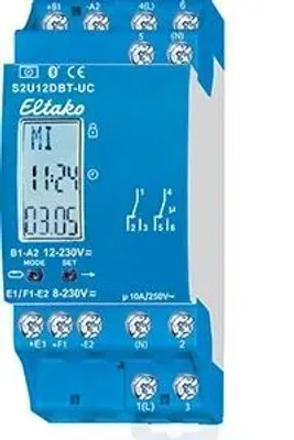 Produktbild von ELTAKO Schaltuhr S2U12DBT-UC, 2-kanalig, Display, Bluetooth, 12–230V, 10A, blau, 1 Stk.