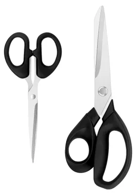 Produktbild von Stoffschere und Bastelschere, robuste Schneiderschere aus Edelstahl, 22,9 cm und 12,7 cm, Schwarz