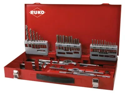 Produktbild von RUKO 44-teiliger Gewindeschneidwerkzeug-Satz HSSE-Co 5 in Industriekassette - 245030E