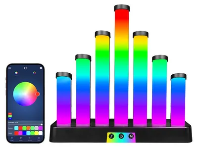Produktbild von ZELURXX RGB Musik Stimmungsleuchte mit APP und Fernbedienung, USB Tischlampe mit Timer für Schlafzimmer, Wohnzimmer und Gaming