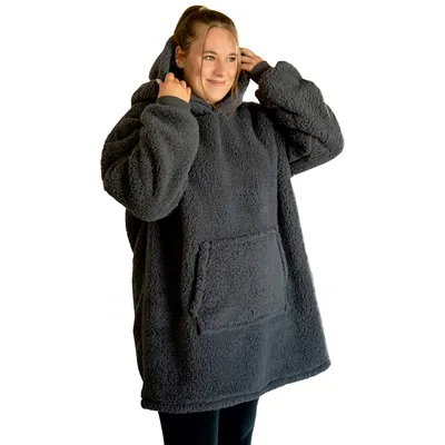 Productafbeelding van Knusse hoodie - Sherpa fleece, antraciet (R)