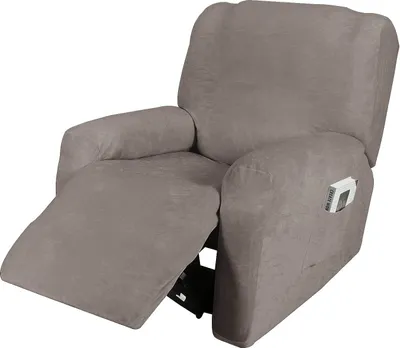 Obrázek produktu pro 4 kusy sametového strečového lehátka Pohovka Slipcovers Cover Nábytek Protector pro 1 místný gauč, světle šedá