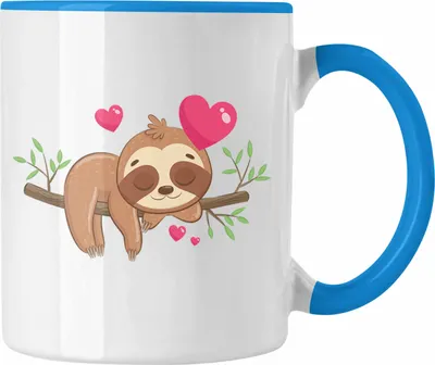 Produktbild von Trendation - Süßes Faultier Tasse Grafik Geschenk für Freundin (Blau)
