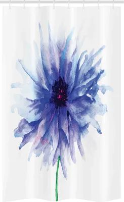 Produktbild von ABAKUHAUS Natur Schmaler Duschvorhang, Erde Cornflower, Badezimmer Deko Set aus Stoff mit Haken, 120 x 180 cm, Marineblau Weiß