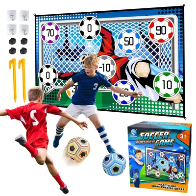 Produktbild von Fußballspielset, zusammenklappbare Fußballtore mit Klettbällen, für den Außenbereich