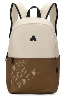 Image de Sac à dos unie, bicolore, en polyester, avec fermeture éclair, dimensions : 30 x 16 x 44 cm
