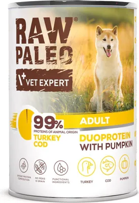 Zdjęcie produktu dla RAW PALEO Adult Duoprotein INDYK/DORSZ dla psów dorosłych 400g