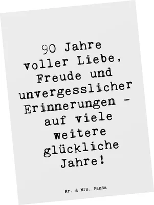 Produktbild von Mr. & Mrs. Panda Postkarte Spruch 90. Geburtstag Liebe Freude - Weiß - Geschenk, Glückwunsch, Geburtstagsfeier, Postkarten, Ansichtskarten, glückliche Jahre, bildkarte