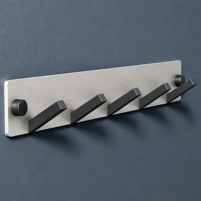 Produktbild von doporro Garderobenhaken Edelstahl, Kleiderhaken Wand mit 5 Haken, selbstklebend & ohne Bohren Matt schwarz/Nickel gebürstet für Jacken, Handtücher Stalo-05