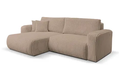 Image de VENASI TILLY Canapé d'angle universel avec fonction de couchage et coffre de lit Cordon BRAUN Canapé-lit