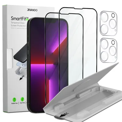 Zdjęcie produktu dla 2-pak iPhone 13 Pro Szkło ochronne na ekran & 2-pak ochrona obiektywu - Szkło hartowane | [Automatyczna instalacja] - Bez bąbelków