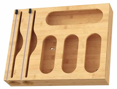 Folien-Dispenser 6 in 1, Bambus, 43,5x33,5x7,5 cm