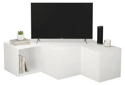 Produktbild von Fernsehschrank Dfallett, Ständer für Wohnzimmerfernseher, Niedriges Wohnzimmer-Sideboard, TV-Ständerbasis, 90x92h32 cm, Weiß