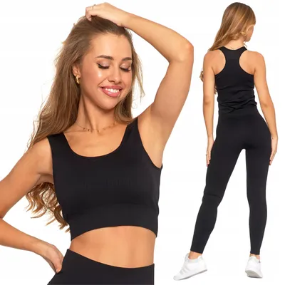 Obrázek produktu pro Sporttop – bustier velikost L/XL – fitness oblečení černé – dámský top – sportovní oblečení