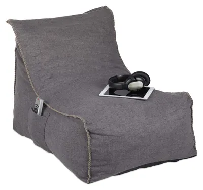 Sitzsack XXL mit Rückenlehne, Bodenkissen, grau, 62x63x90 cm