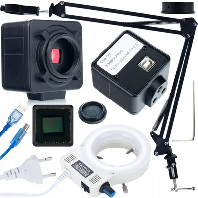 Obrázek produktu pro Rosfix Sada Příslušenství K Digitálnímu Mikroskopu ODM-180X 50 mm – Nastavitelné Rameno, 32x LED Kruhové Světlo, 5MP HDMI-USB Kamera | Hliník, C-Mount
