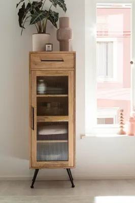 Produktbild von Badmidischrank 42x123cm 'Manchester' Mango honigfarben massiv