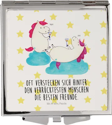 Produktbild von Mr. & Mrs. Panda Kosmetikspiegel Einhorn Sekt - Weiß - Geschenk, Party, Unicorn, Schminkspiegel, Einhörner, Kleiner Spiegel, Handspiegel, Freundinnen, Reisespiegel, BFF