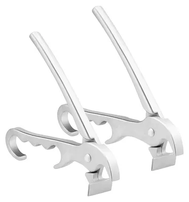 Produktbild von 2er Set 19 cmOfenzange, Pizza-Pfannengreifer aus Aluminium, hitzebeständig, sicher & rutschfest