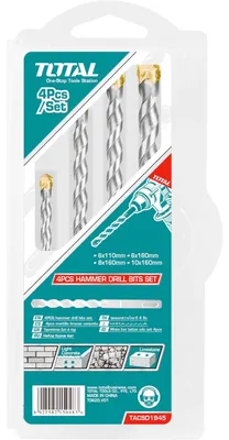 Imagen del producto de Juego de 4 brocas para hormigón SDS Plus, marca Total TACSD1945