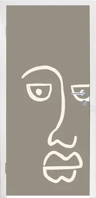 Produktbild von MuchoWow® Türtapete Selbstklebende Türfolie Gesicht - Abstrakt - Strichzeichnung 85x205 cm Türposter Türaufkleber Klebefolie Türklebefolie - Türverzierung - Türen Dekoration - Plakaten